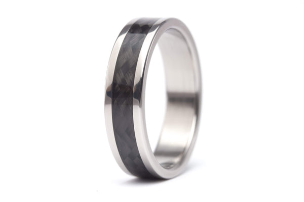 Titanium and carbon fiber wedding bands with Swarovski (00335_4S1_6N)