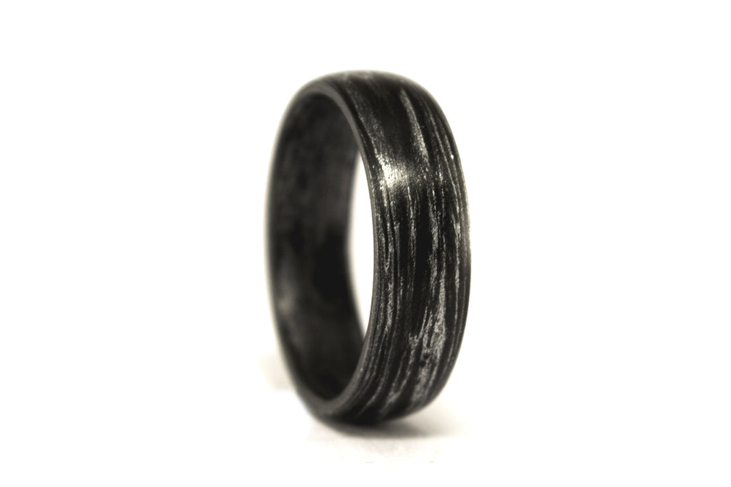 Carbon fiber and silver marbled ring (00102_7N)