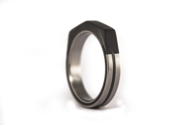 Titanium and carbon fiber wedding bands (00320_4N_00321_5N)