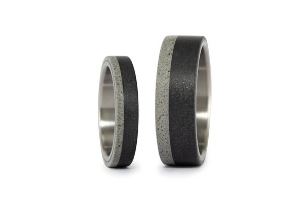 Titanium, Concrete and Graphite wedding bands. (00433_6N7N)