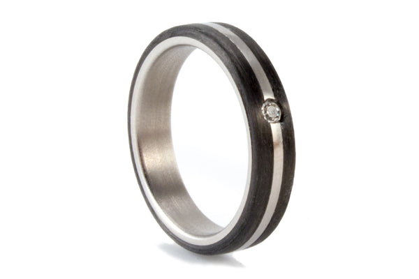 Titanium and carbon fiber ring with Swarovski (00304_4S1)
