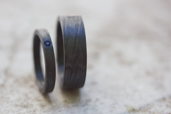 Carbon fiber wedding bands with Swarovski (00101_4S13_7N)