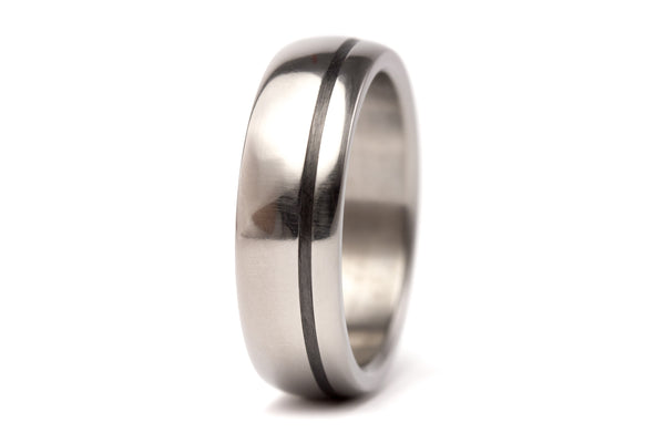 Polished titanium and carbon fiber wedding bands (00334_4N7N)