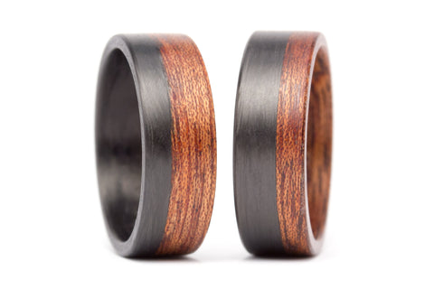 Carbon fiber and cedar bentwood wedding bands (00404_7N_00405_7N)