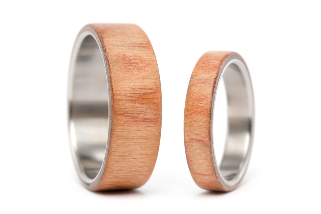 Titanium and walnut bentwood wedding bands (00518_4N7N)