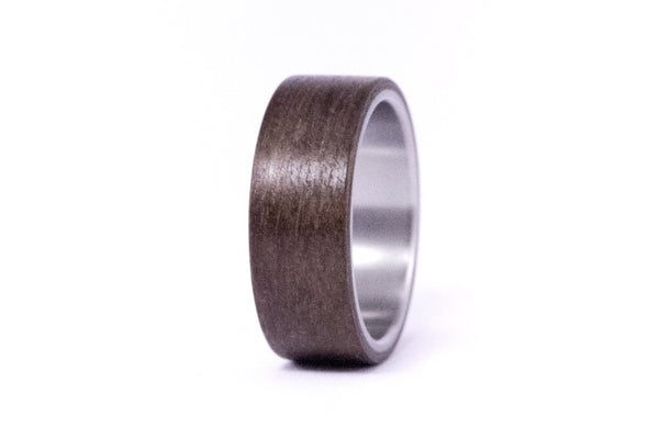 Titanium and incense bentwood ring (00523_8N)
