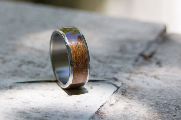 Titanium and incense bentwood ring (00526_8N)