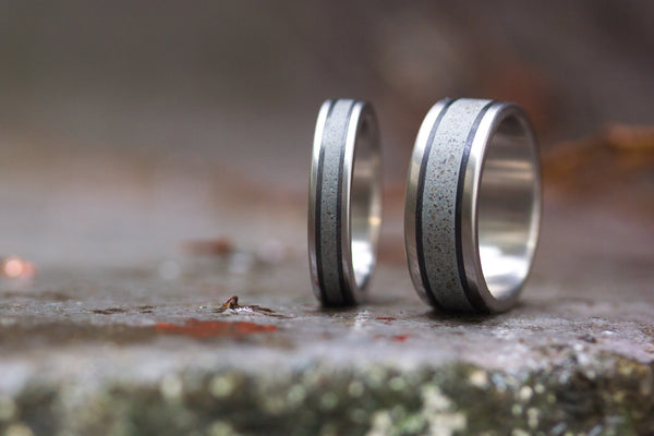 Titanium, concrete and carbon fiber wedding bands (00800_4N7N)