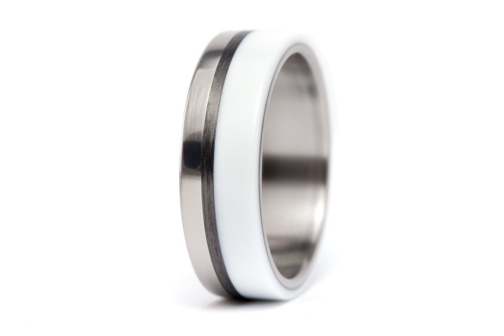 Titanium, corian and carbon fiber ring (03401_7N)