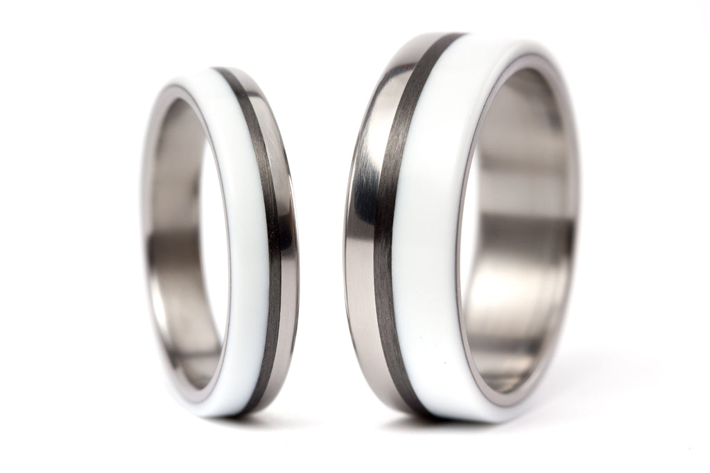 Titanium, corian and carbon fiber wedding bands (03402_4N7N)