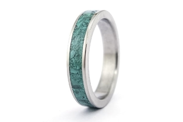 Titanium and malachite ring (03225_4N)