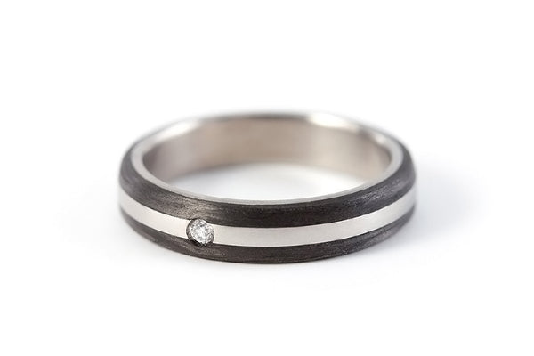 Titanium and carbon fiber ring with diamond (00326_4D)