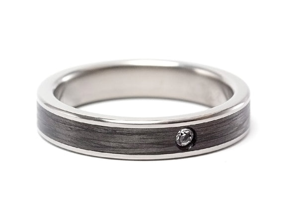 Titanium and carbon fiber ring with Swarovski (00333_4S1)