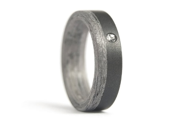 Graphite and bentwood ring with Swarovski (03500_6S)
