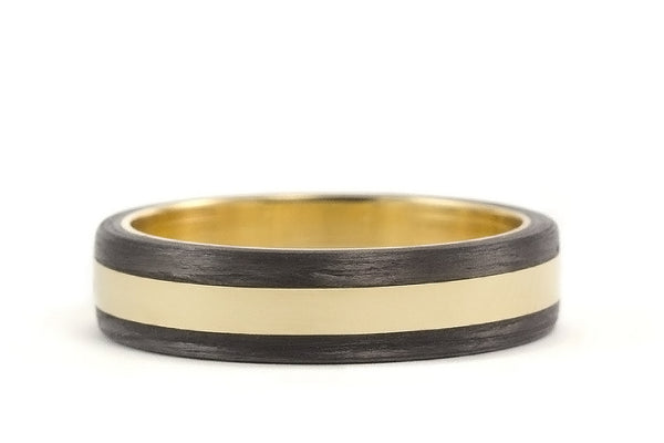 18ct gold and carbon fiber ring (04703_4N)