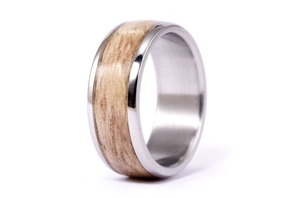 Titanium and eucalyptus bentwood ring (00525_8N)