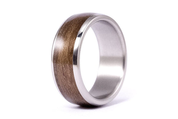 Titanium and incense bentwood ring (00526_8N)
