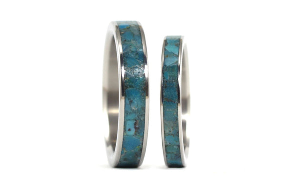 Titanium and chinese turquoise wedding bands (03221_3N4N)