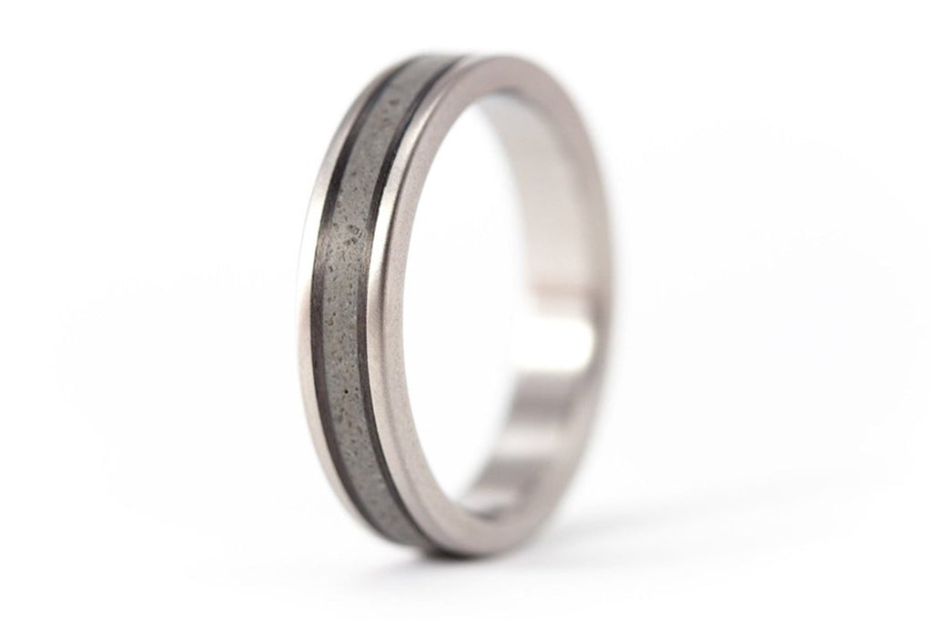 Titanium, concrete and carbon fiber ring (00800_4N)