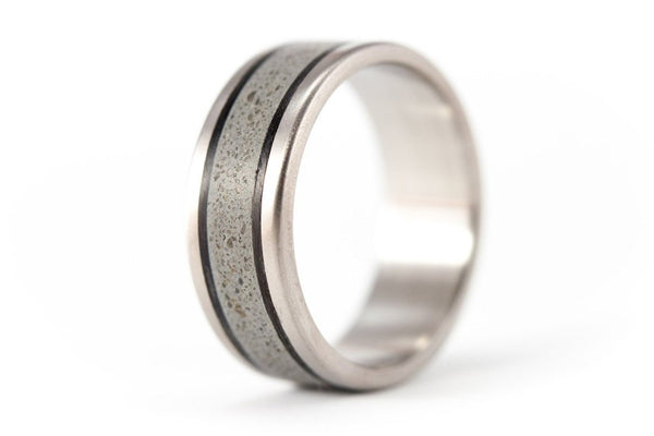 Titanium, concrete and carbon fiber ring (00800_7N)