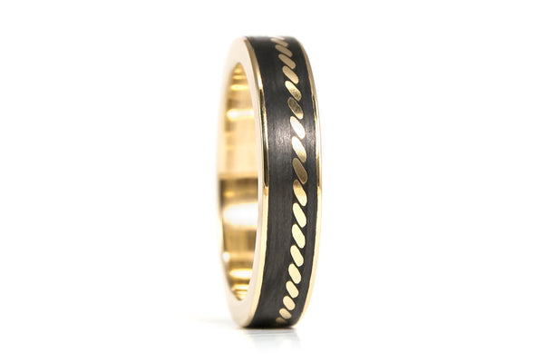 18ct yellow gold with carbon fiber ring (04704_4N)