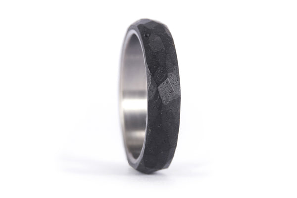 Hammered titanium and concrete wedding bands (00703_4N7N)