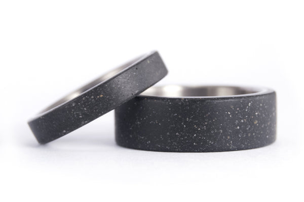 Titanium and black concrete wedding bands (00700_4N7N)