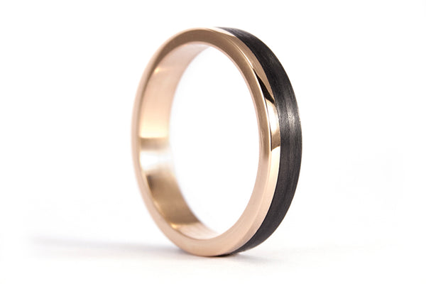 18ct rose gold and carbon fiber ring (00444_4N)