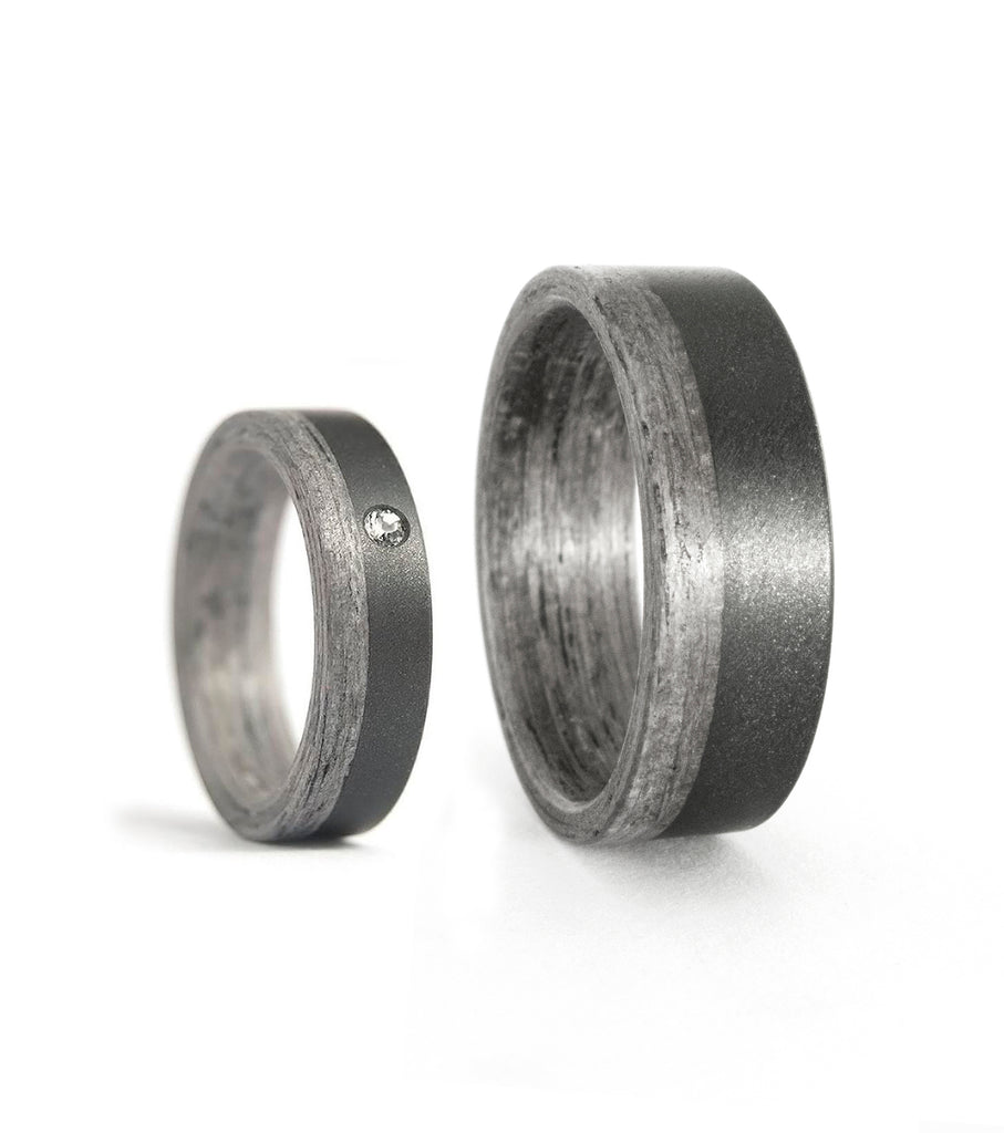 Graphite and bentwood wedding bands with Swarovski (03500_6S7N)