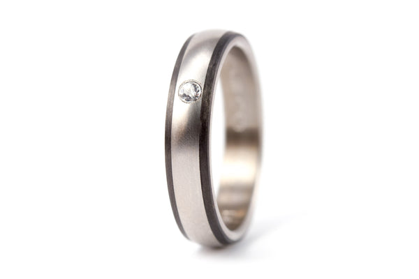 Titanium and carbon fiber ring with Swarovski (00302_4S1)