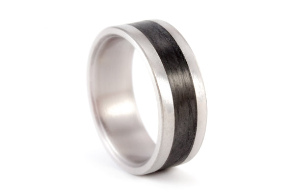 Titanium and carbon fiber wedding bands with Swarovski (00317_4S1_7N)